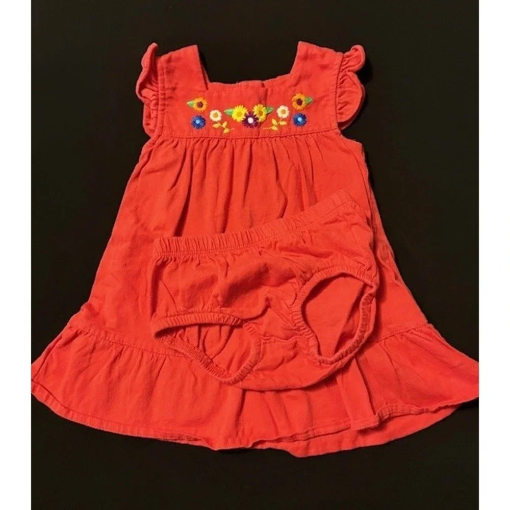 Coral colored tank dress with matching bloomers, Old Navy size 12 months
